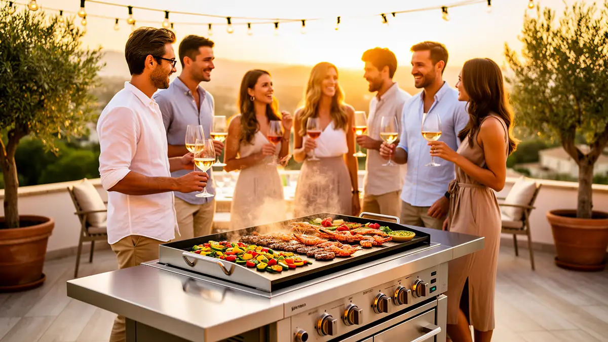 Barbecue entre amis sur terrasse