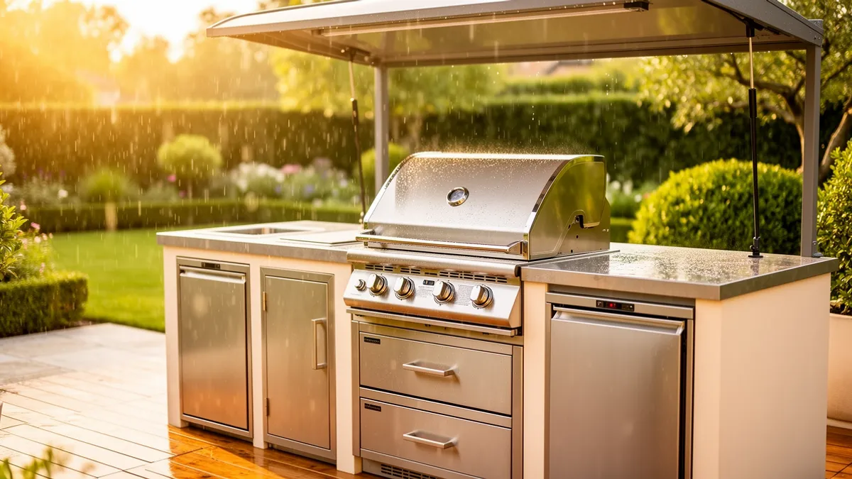 Gel, pluie, vent : préserver son barbecue et outdoor kitchen