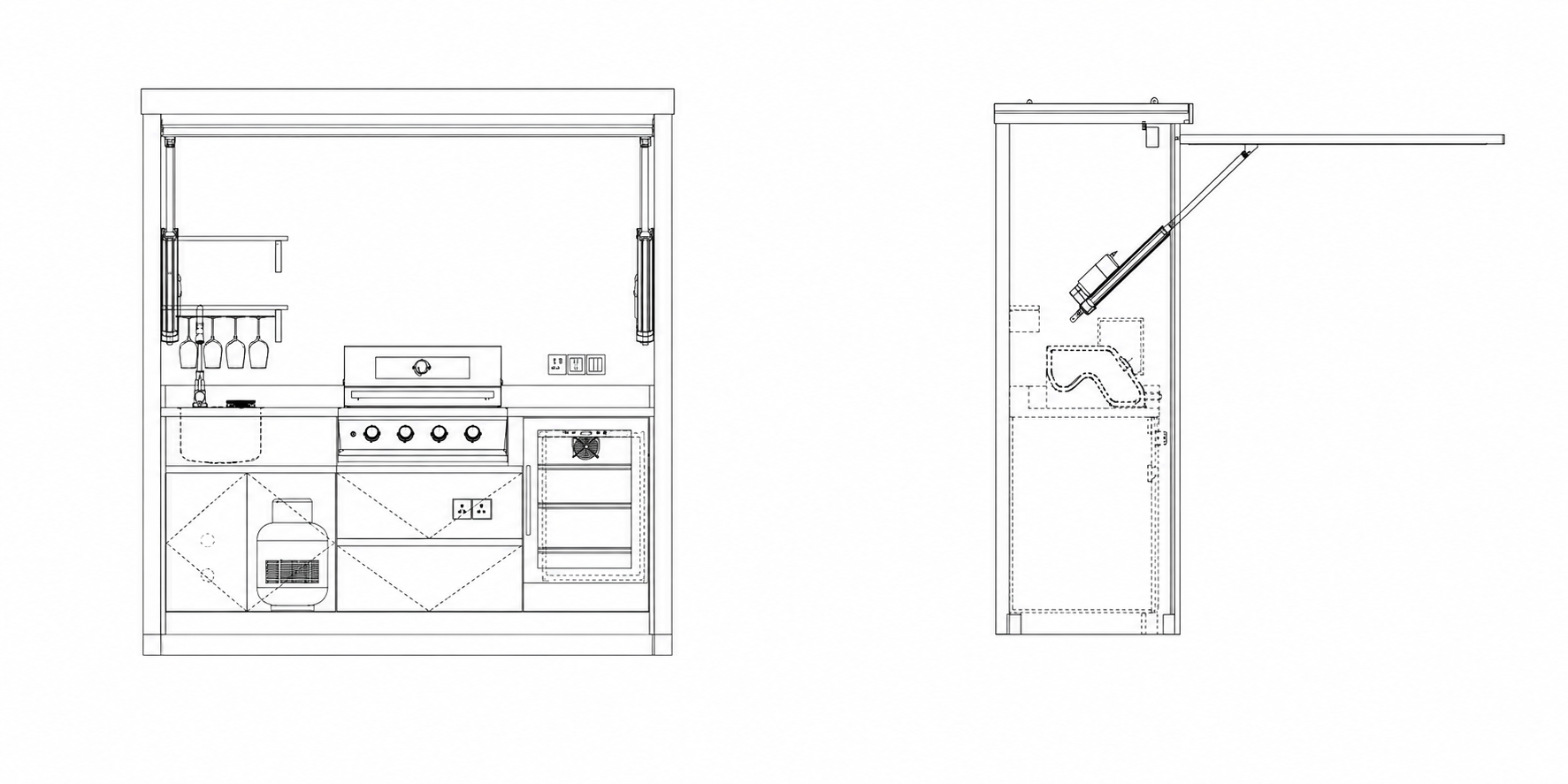Plan technique Pod Compact — façade et profil