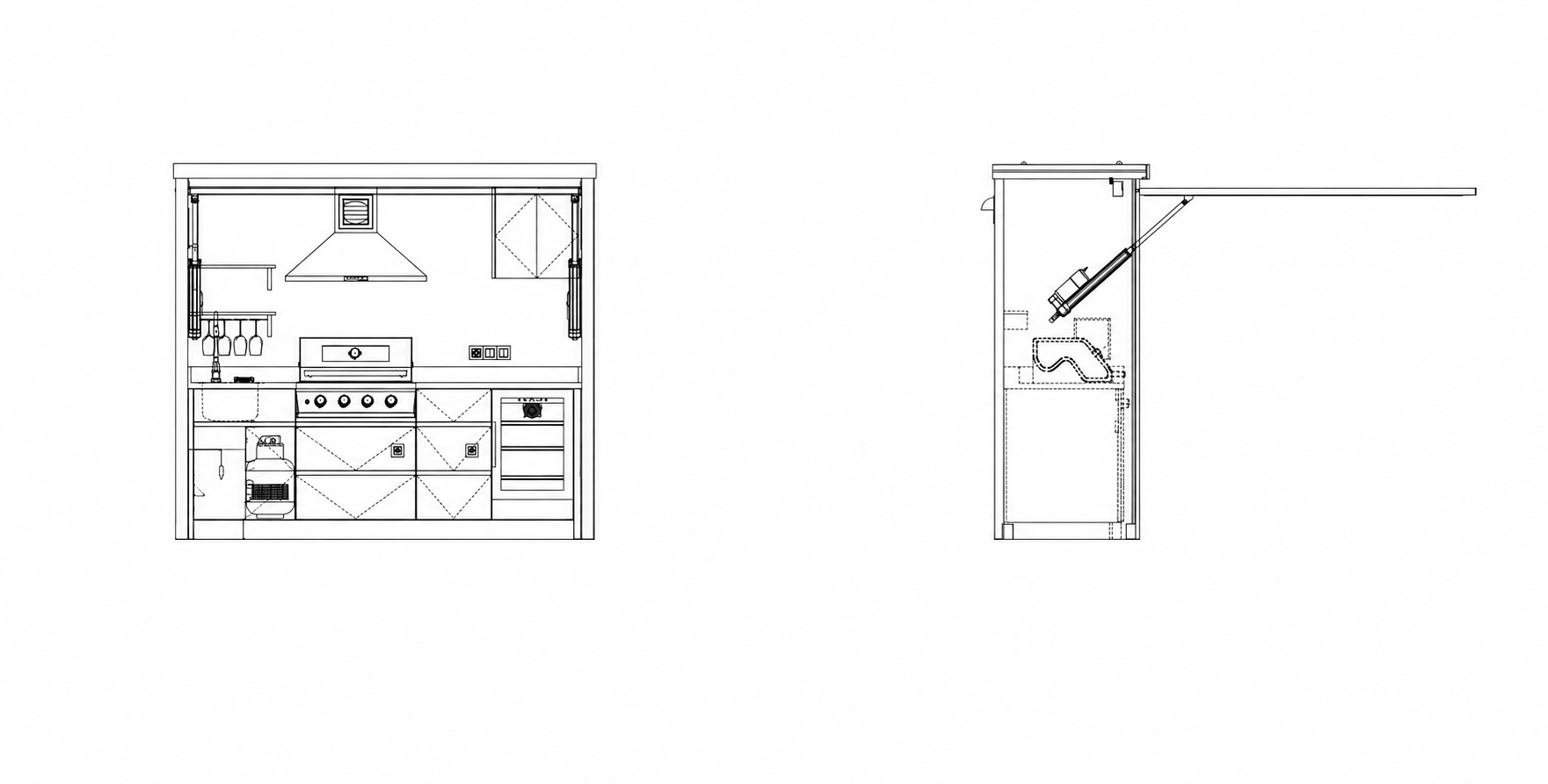Plan technique Pod Riviera — façade et profil