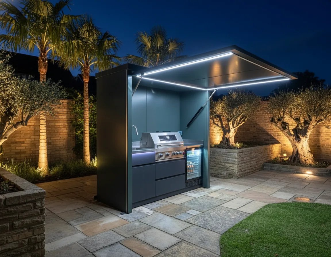 Pod Signature entre oliviers et palmiers avec vue mer panoramique méditerranéenne