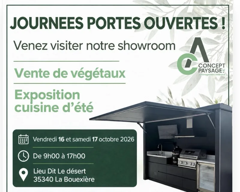 Affiche Journées portes ouvertes du showroom AC Paysage — AC Paysage, revendeur BarbecueZone, les 16 et 17 octobre
